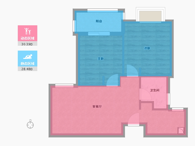 浙江省-宁波市-庐山花园-52.39-户型库-动静分区