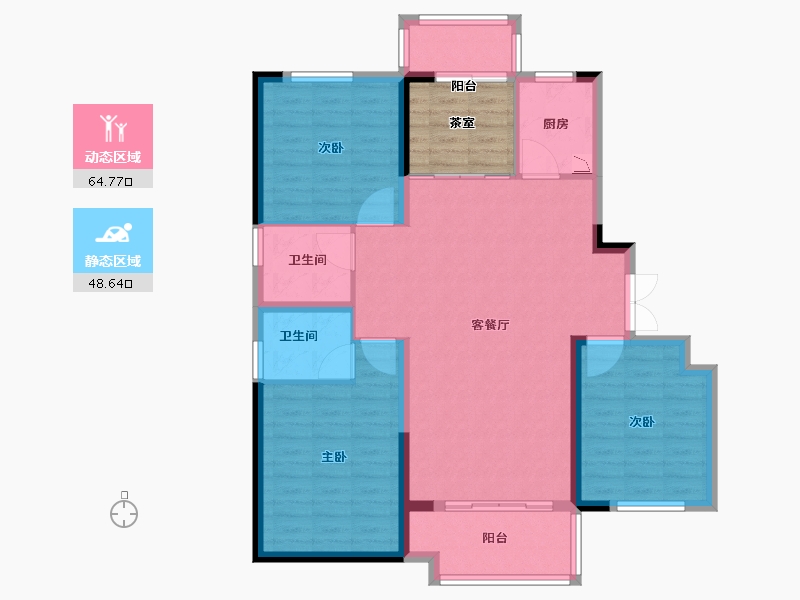 湖南省-长沙市-荣盛城-109.00-户型库-动静分区