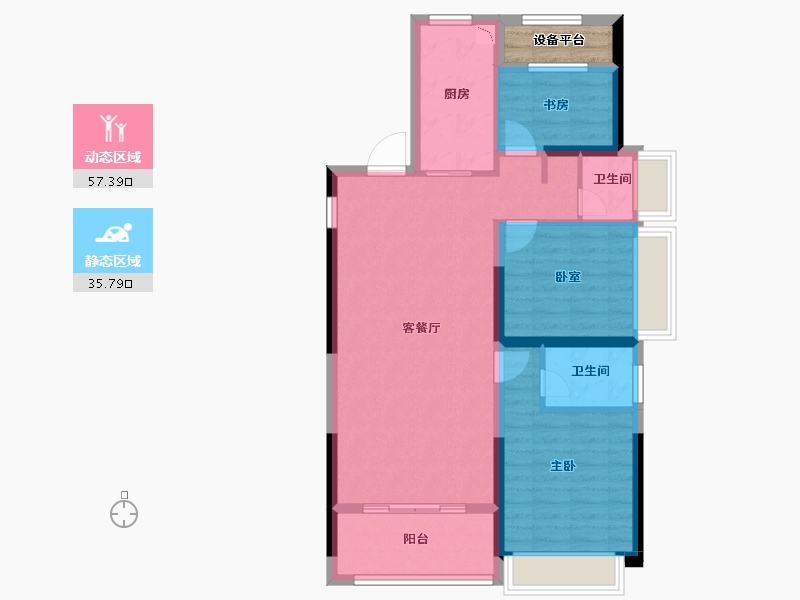 甘肃省-陇南市-鸿迪・城上城-86.06-户型库-动静分区