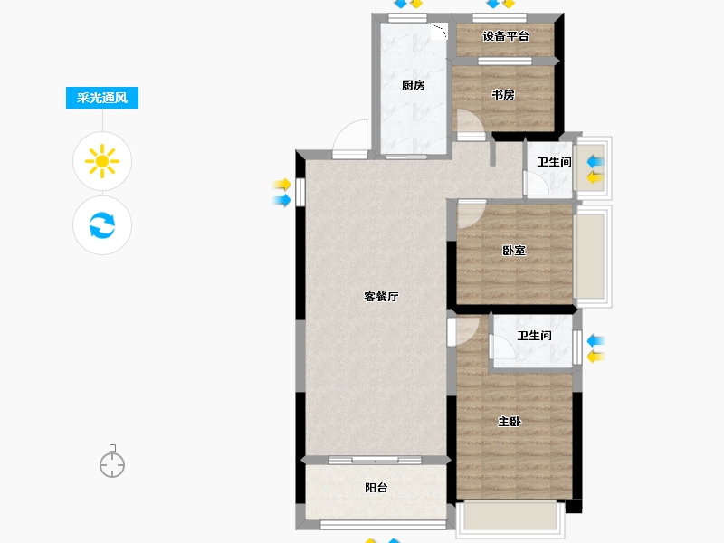 甘肃省-陇南市-鸿迪・城上城-86.06-户型库-采光通风