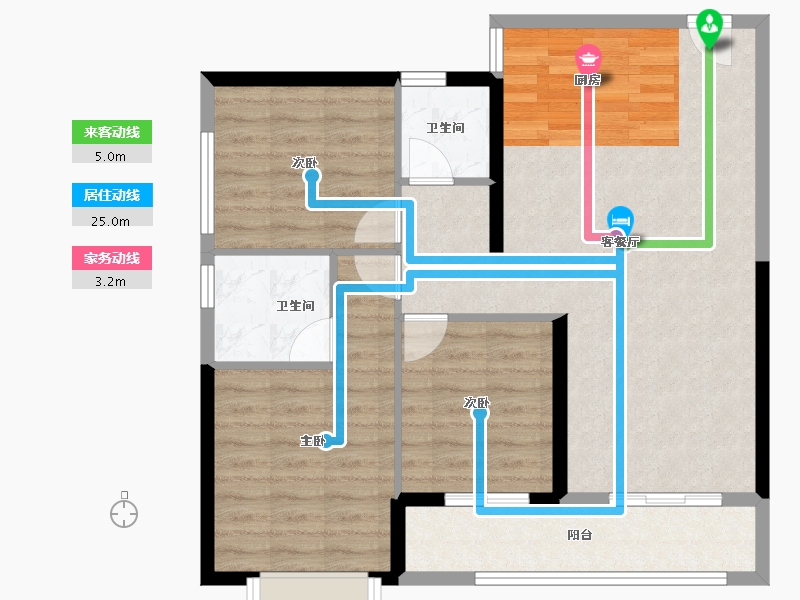 湖南省-长沙市-万科滨河道-84.86-户型库-动静线