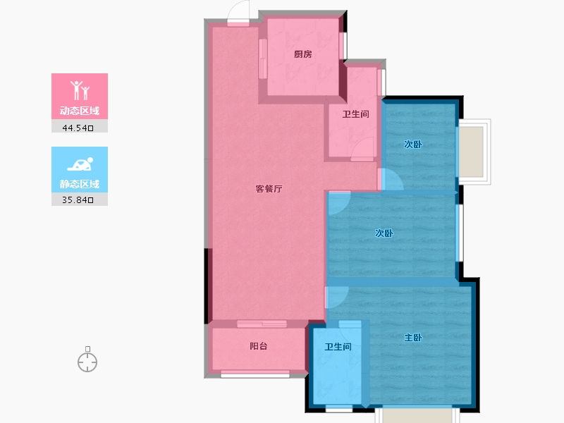 湖南省-长沙市-万科滨河道-70.86-户型库-动静分区