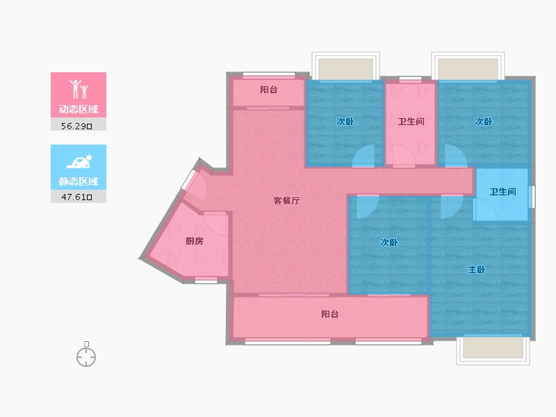 湖北省-武汉市-纽宾凯汉city国际社区-94.74-户型库-动静分区