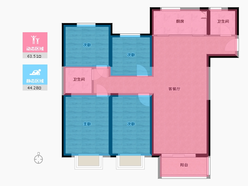 山东省-济南市-阳光100国际新城-96.12-户型库-动静分区