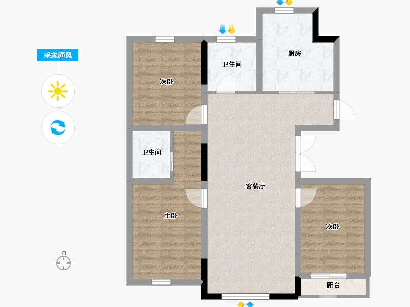 吉林省-通化市-颐合城-85.62-户型库-采光通风