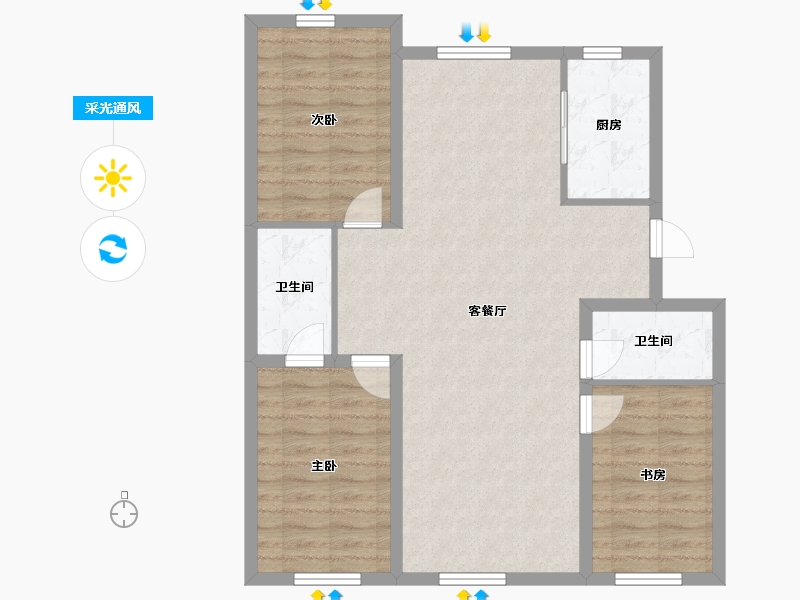 吉林省-长春市-万龙建阳府-90.27-户型库-采光通风