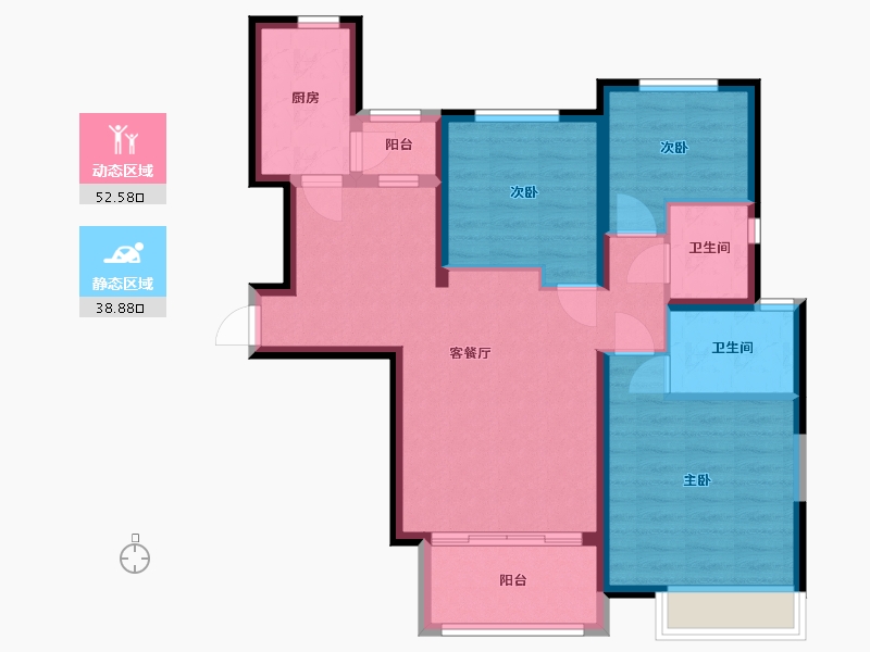 内蒙古自治区-呼和浩特市-恒大城-81.08-户型库-动静分区