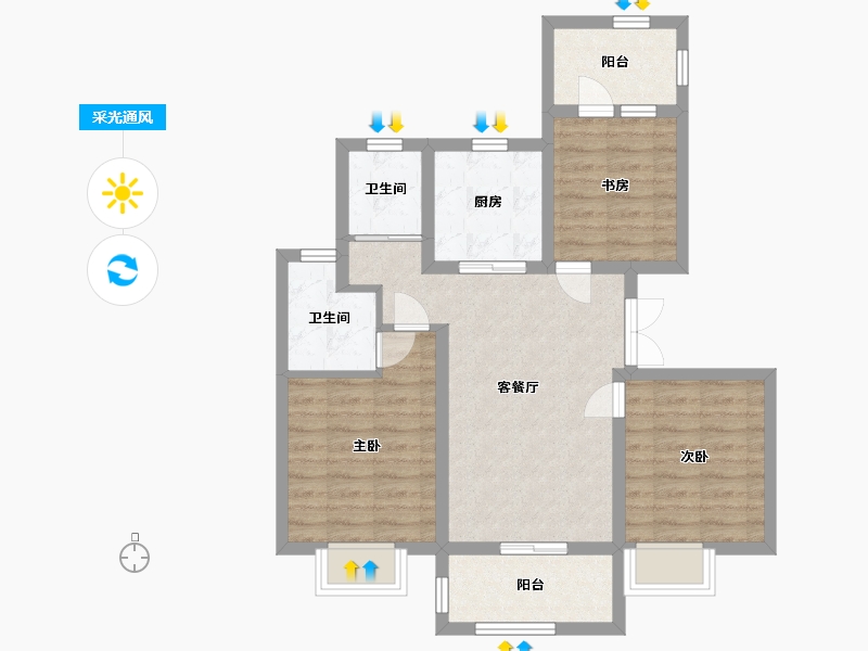 上海-上海市-同济晶萃-72.80-户型库-采光通风