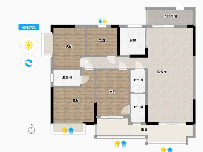 广东省-梅州市-御元阳光城-119.53-户型库-采光通风