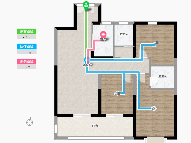 湖南省-永州市-荣盛・滨江御府-85.60-户型库-动静线