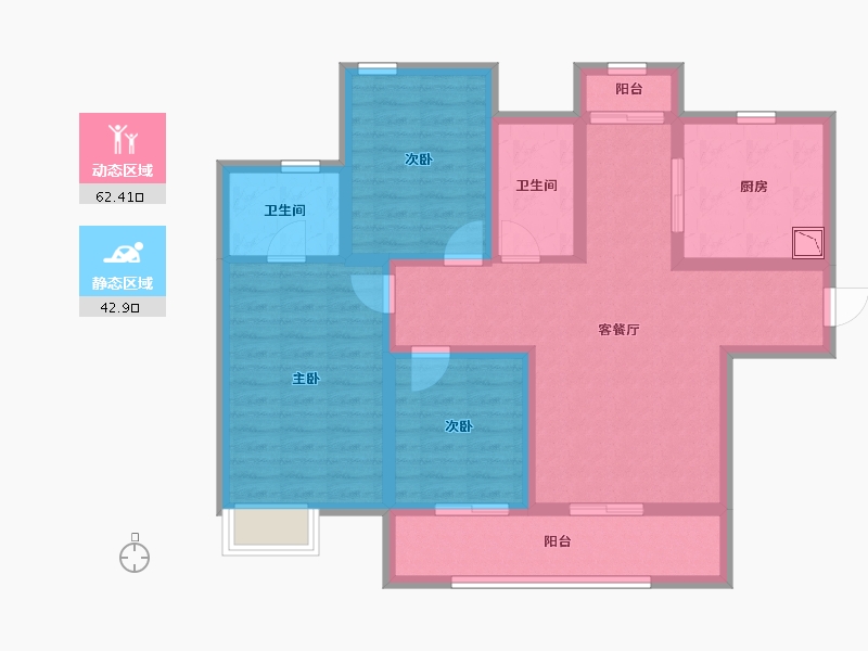 陕西省-西安市-御锦城-92.70-户型库-动静分区