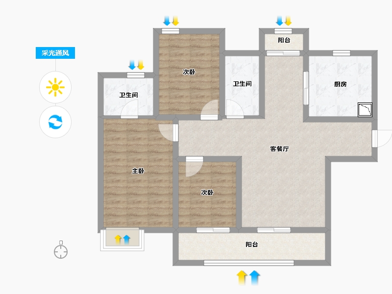 陕西省-西安市-御锦城-92.70-户型库-采光通风