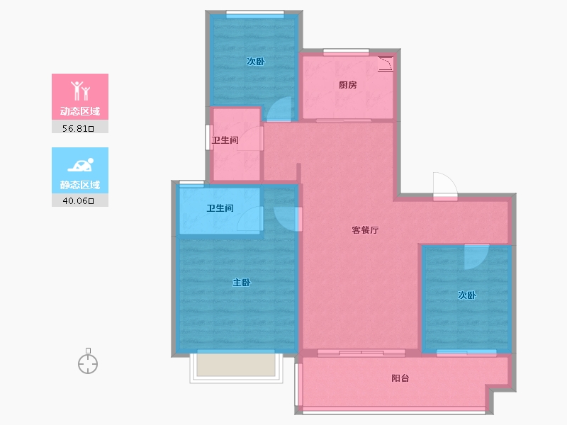 江苏省-无锡市-碧桂园南光城-86.58-户型库-动静分区