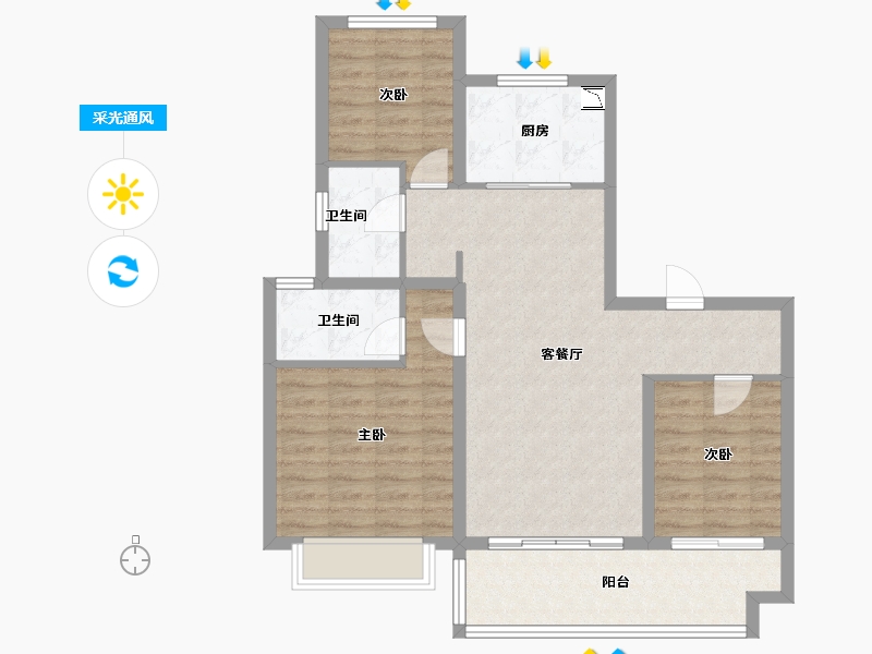 江苏省-无锡市-碧桂园南光城-86.58-户型库-采光通风