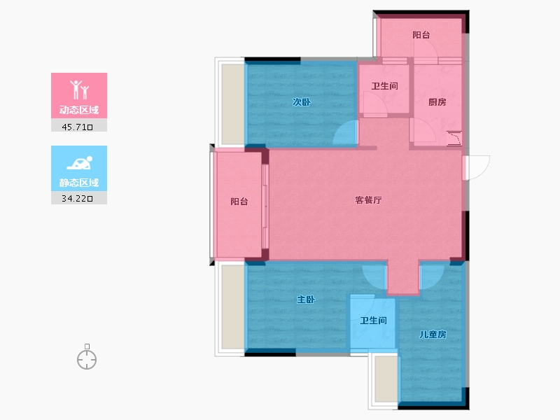 广东省-中山市-逸骏星园-71.52-户型库-动静分区