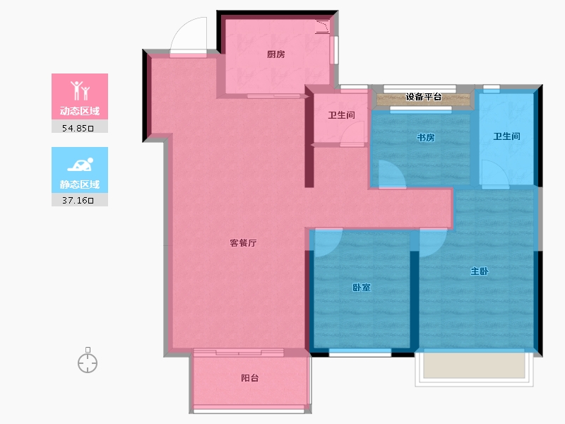 甘肃省-陇南市-鸿迪・城上城-83.24-户型库-动静分区