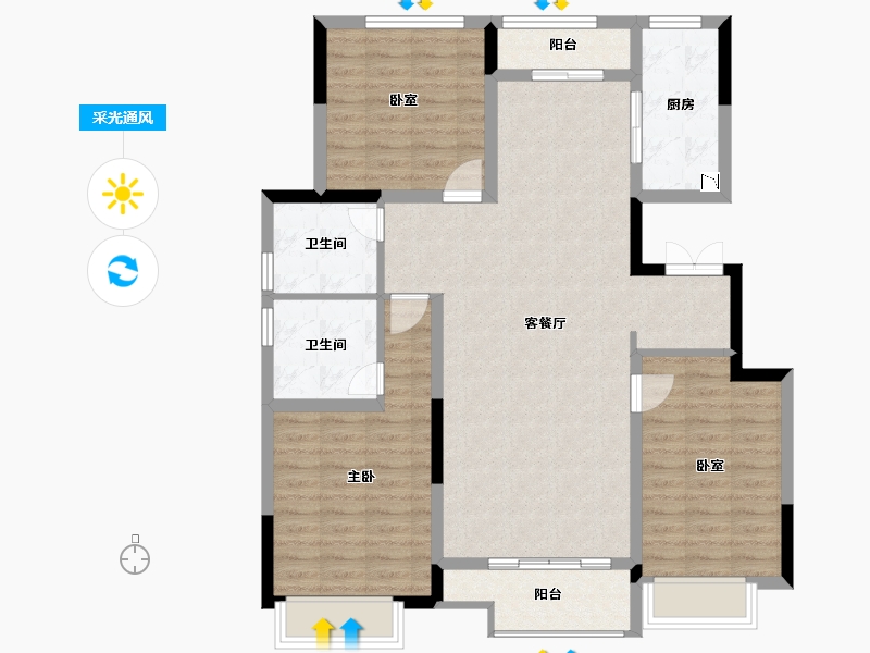 陕西省-西安市-地建嘉信・江山臻境-104.38-户型库-采光通风