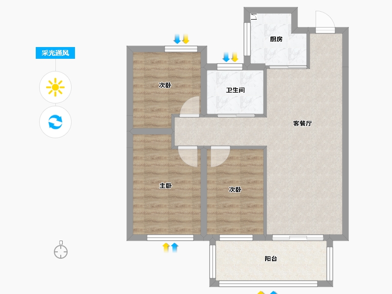 安徽省-合肥市-大富鸿学府-69.58-户型库-采光通风