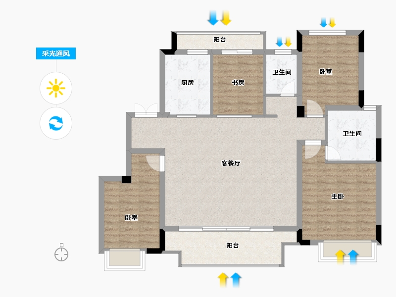 陕西省-西安市-地建嘉信・江山臻境-113.00-户型库-采光通风