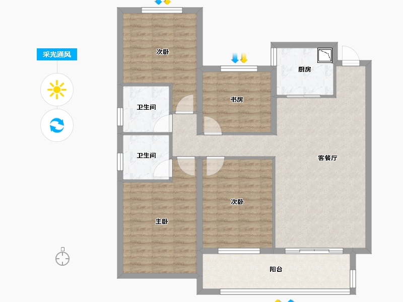 安徽省-合肥市-大富鸿学府-105.45-户型库-采光通风