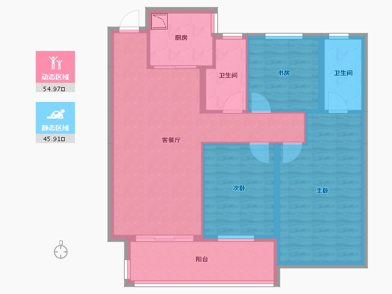 安徽省-合肥市-大富鸿学府-90.46-户型库-动静分区