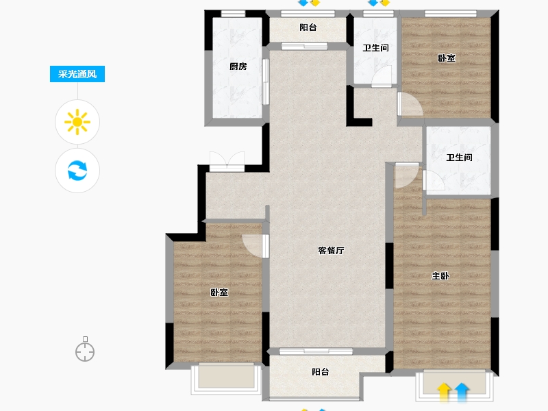 陕西省-西安市-地建嘉信・江山臻境-107.82-户型库-采光通风