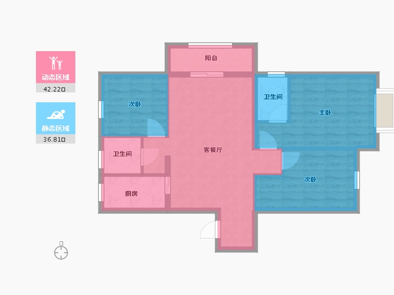 辽宁省-大连市-金湾十里海一期-70.50-户型库-动静分区