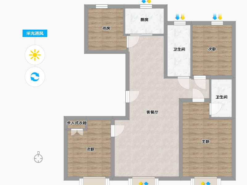 吉林省-长春市-净月上院-88.92-户型库-采光通风