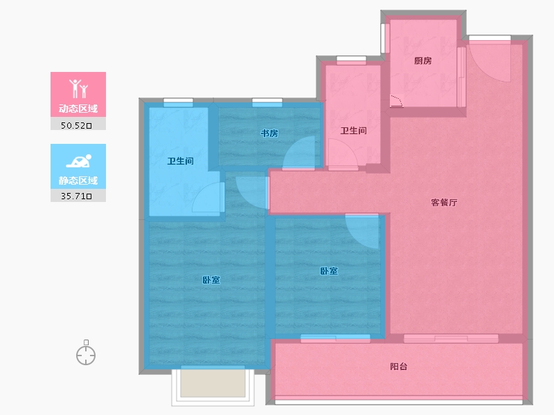 浙江省-宁波市-江望云著里-76.80-户型库-动静分区