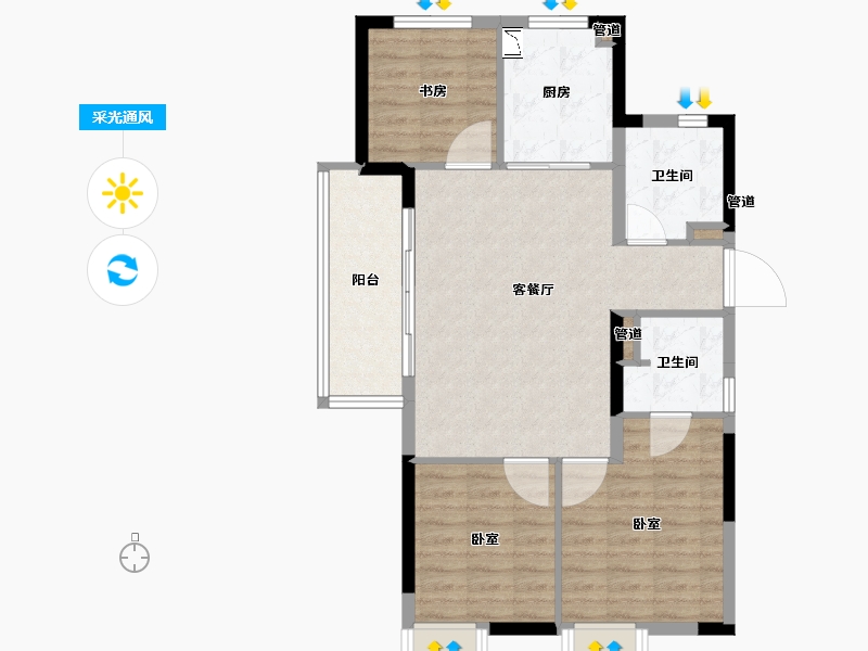 浙江省-宁波市-绿地尚湾-80.00-户型库-采光通风