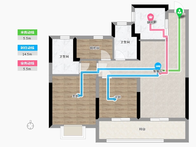 浙江省-温州市-荣安御瓯海-76.80-户型库-动静线