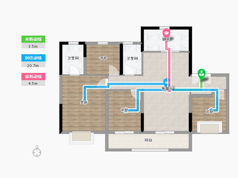 浙江省-温州市-银城玖珑天著-103.20-户型库-动静线