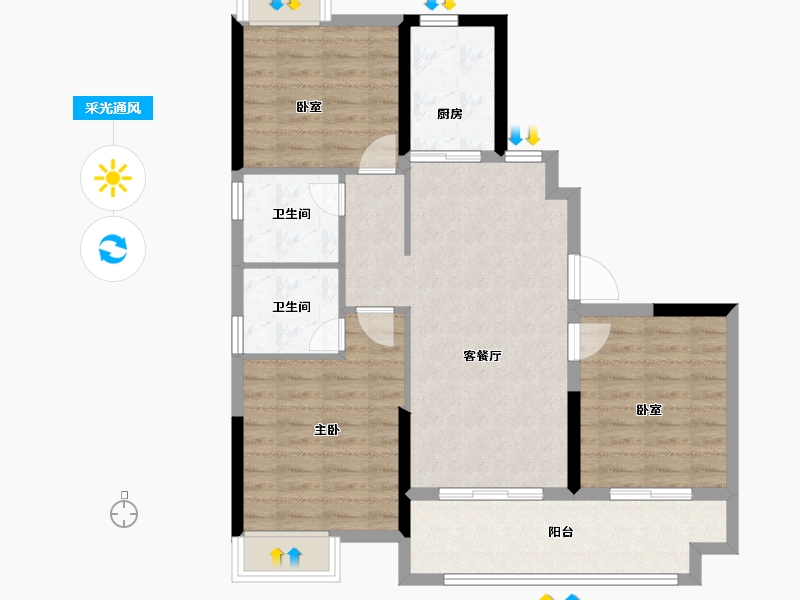 福建省-福州市-建总领筑-84.93-户型库-采光通风