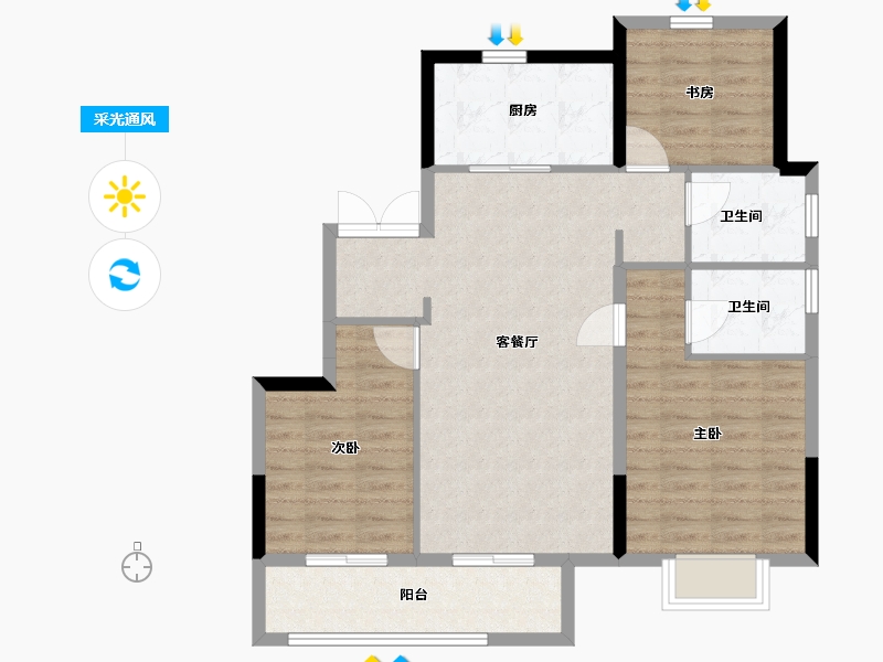 浙江省-温州市-银城玖珑天著-86.40-户型库-采光通风