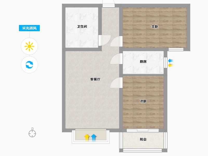 河北省-邢台市-银河御凰苑-70.00-户型库-采光通风