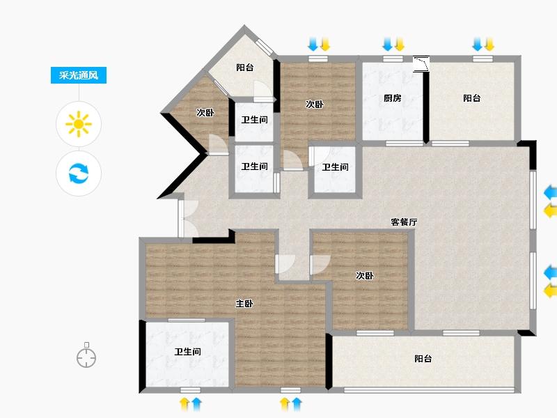 重庆-重庆市-阳光城悦江山-174.47-户型库-采光通风