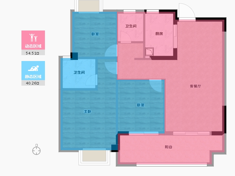 福建省-福州市-建总领筑-85.69-户型库-动静分区