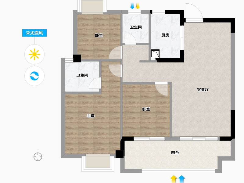 福建省-福州市-建总领筑-85.69-户型库-采光通风