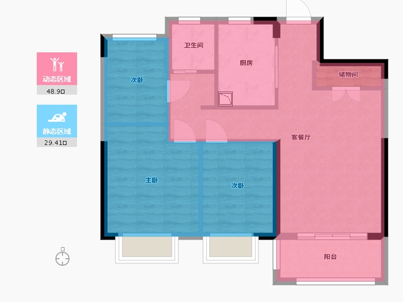 上海-上海市-浦发东悦城-70.01-户型库-动静分区