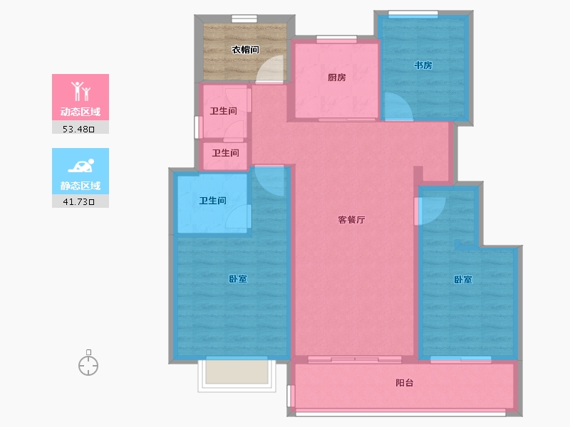 浙江省-宁波市-江望云著里-89.60-户型库-动静分区