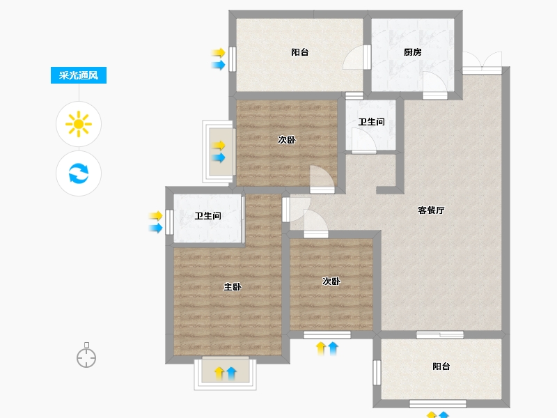 贵州省-安顺市-凯旋公园里-94.61-户型库-采光通风