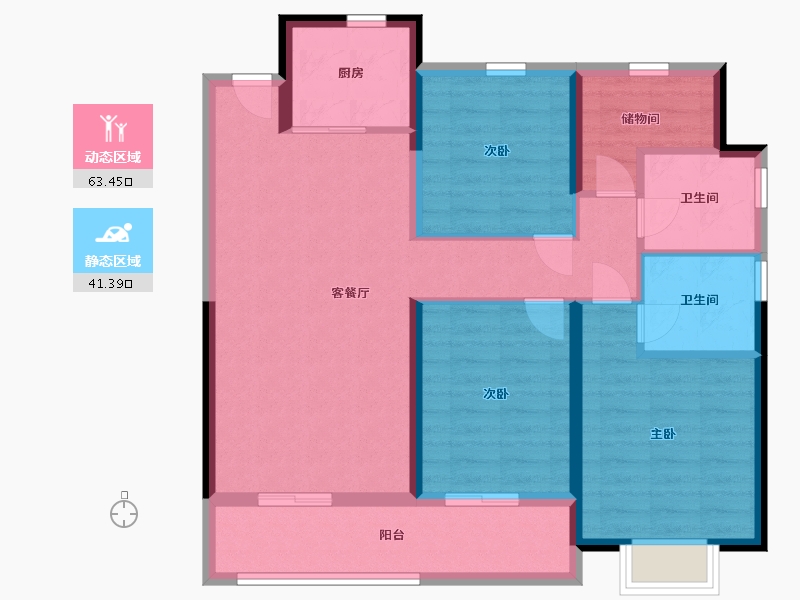 浙江省-温州市-荣安御瓯海-93.60-户型库-动静分区