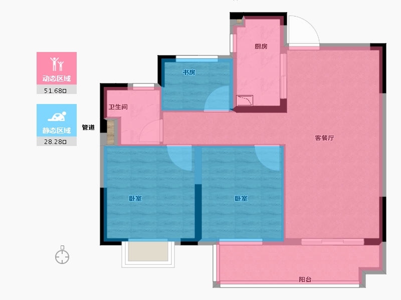 浙江省-宁波市-绿地尚湾-71.19-户型库-动静分区