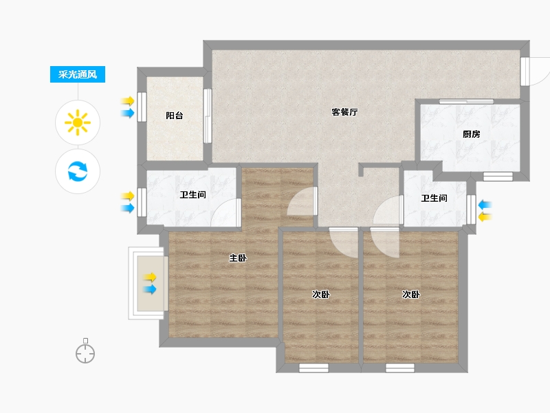 四川省-成都市-万科天府公园城项目-70.39-户型库-采光通风