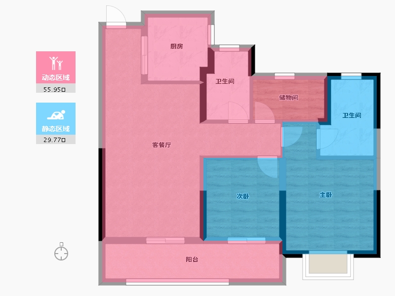 浙江省-温州市-荣安御瓯海-76.00-户型库-动静分区