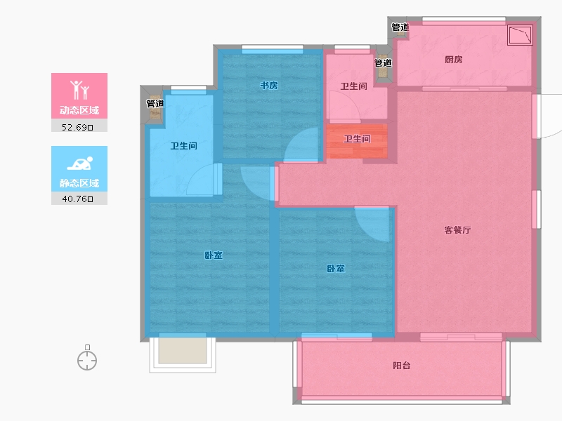 浙江省-宁波市-绿地尚湾-84.80-户型库-动静分区