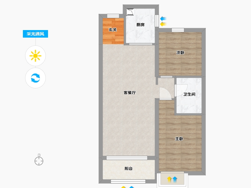 黑龙江省-哈尔滨市-南益松江春晓-59.75-户型库-采光通风