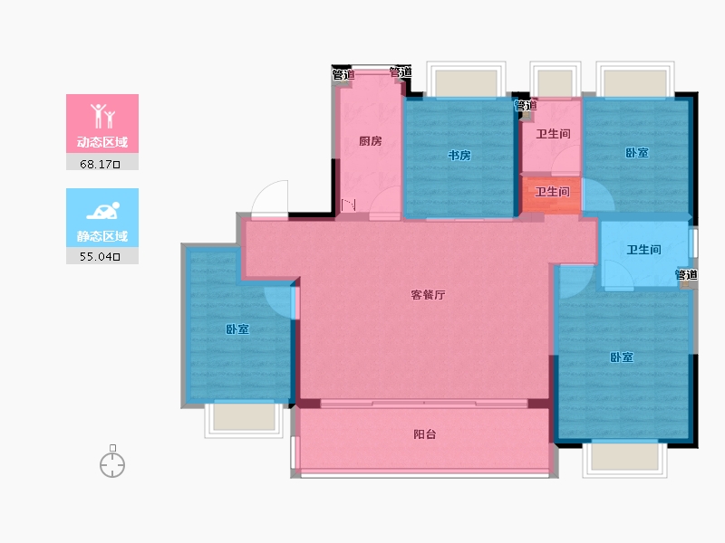 江苏省-苏州市-湖西上辰-112.00-户型库-动静分区