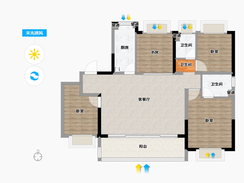 江苏省-苏州市-湖西上辰-112.00-户型库-采光通风