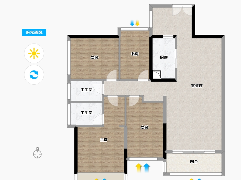 广东省-珠海市-五洲花城三期-116.98-户型库-采光通风